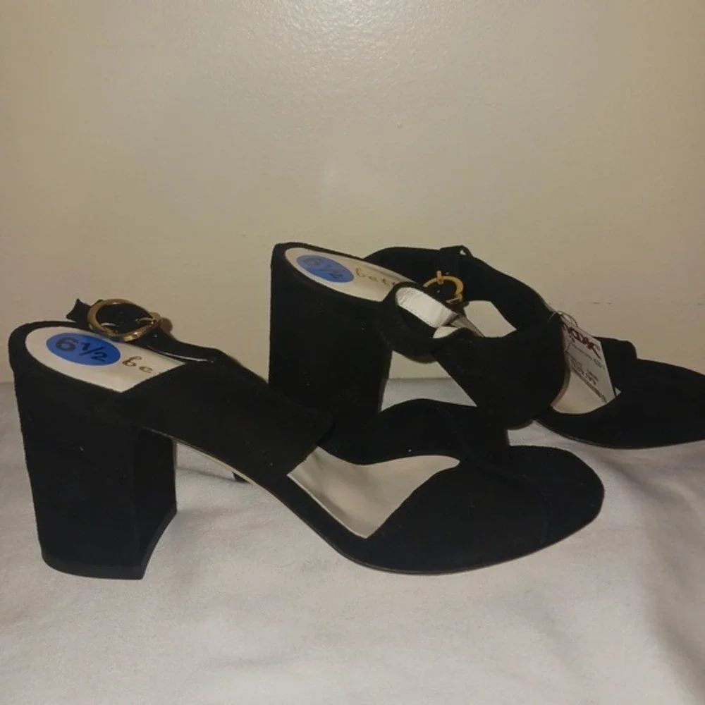 Bettye Muller Black Suede Block Heel Mary‎ Jane Pumps Shoes Womens Size 6.5